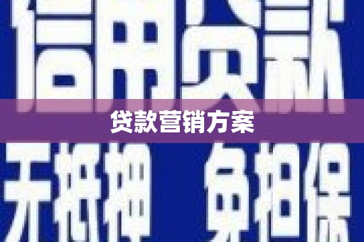 泸西贷款营销方案