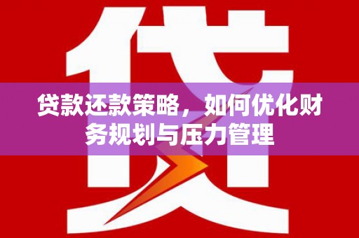 泸西贷款还款策略，如何优化财务规划与压力管理