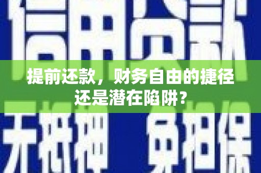 泸西提前还款，财务自由的捷径还是潜在陷阱？