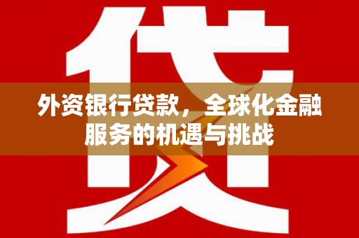 泸西外资银行贷款，全球化金融服务的机遇与挑战