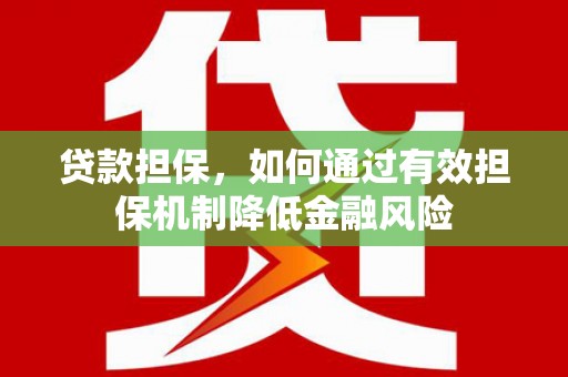 泸西贷款担保，如何通过有效担保机制降低金融风险