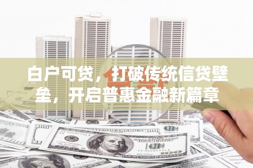 泸西白户可贷，打破传统信贷壁垒，开启普惠金融新篇章